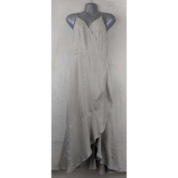 Abercrombie sz M Satin Wrap Dress animal print gray sleeveless tank 0625 - Picture 1 of 7